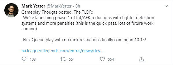 Riot Mark Yetter - Lead Gameplay Designer of League of Legends - announces that the system for detecting bad behavior will be tightened, and penalties will be harsher than before