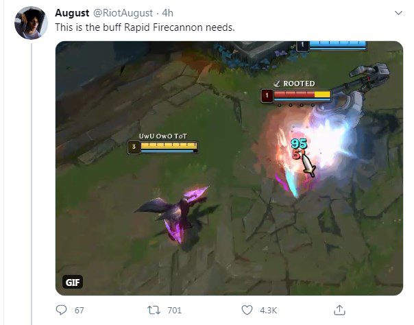 Riot August: 'This is the buff Galeforce needs'