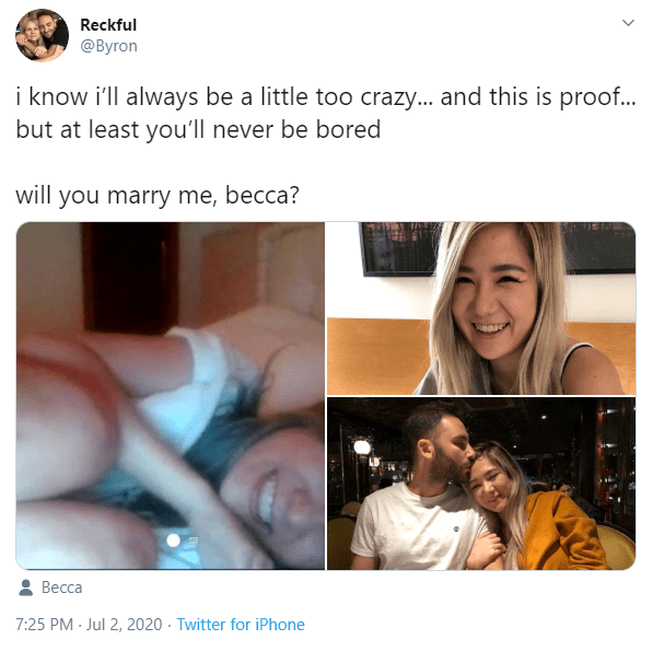 Reckful proposed to his girlfriend on Twitter shortly before his passing
