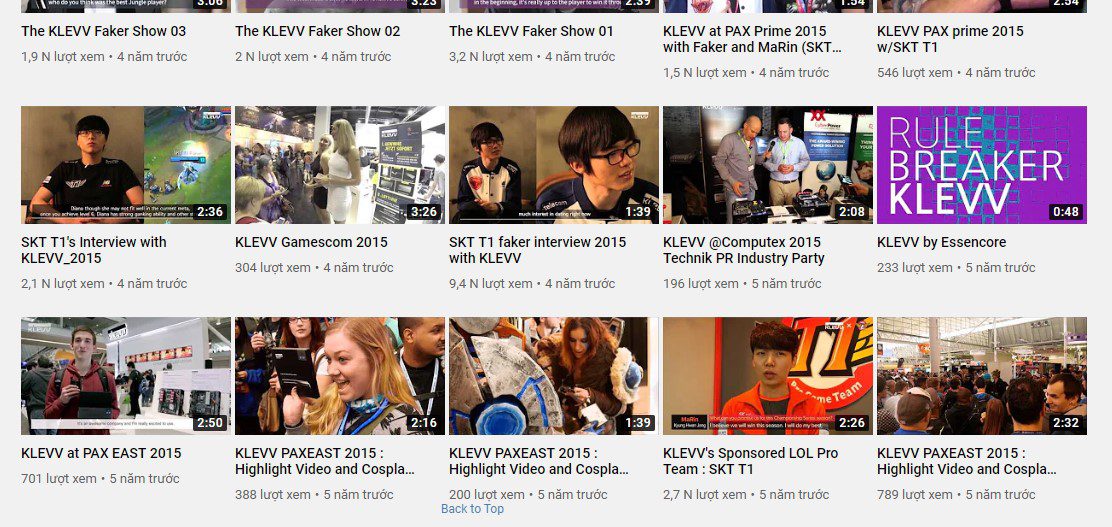 Other video clips from KLEVV have very low engagement, but those featuring SKT perform slightly better