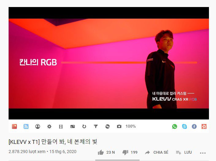 The advertisement for the CRAS XR RGB SSD in collaboration with T1 achieved an unprecedented view count in KLEVV's history