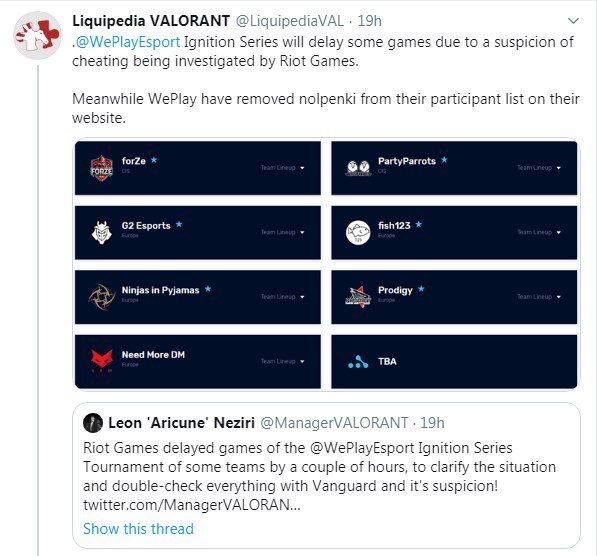 Team Nolpenki removed from the tournament roster due to cheating suspicions