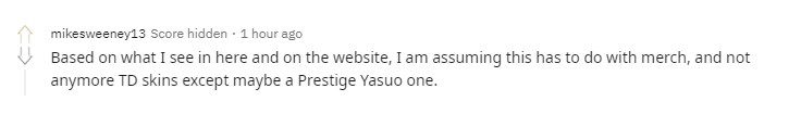 The community largely believes this announcement is definitely about a new Premium skin for Yasuo