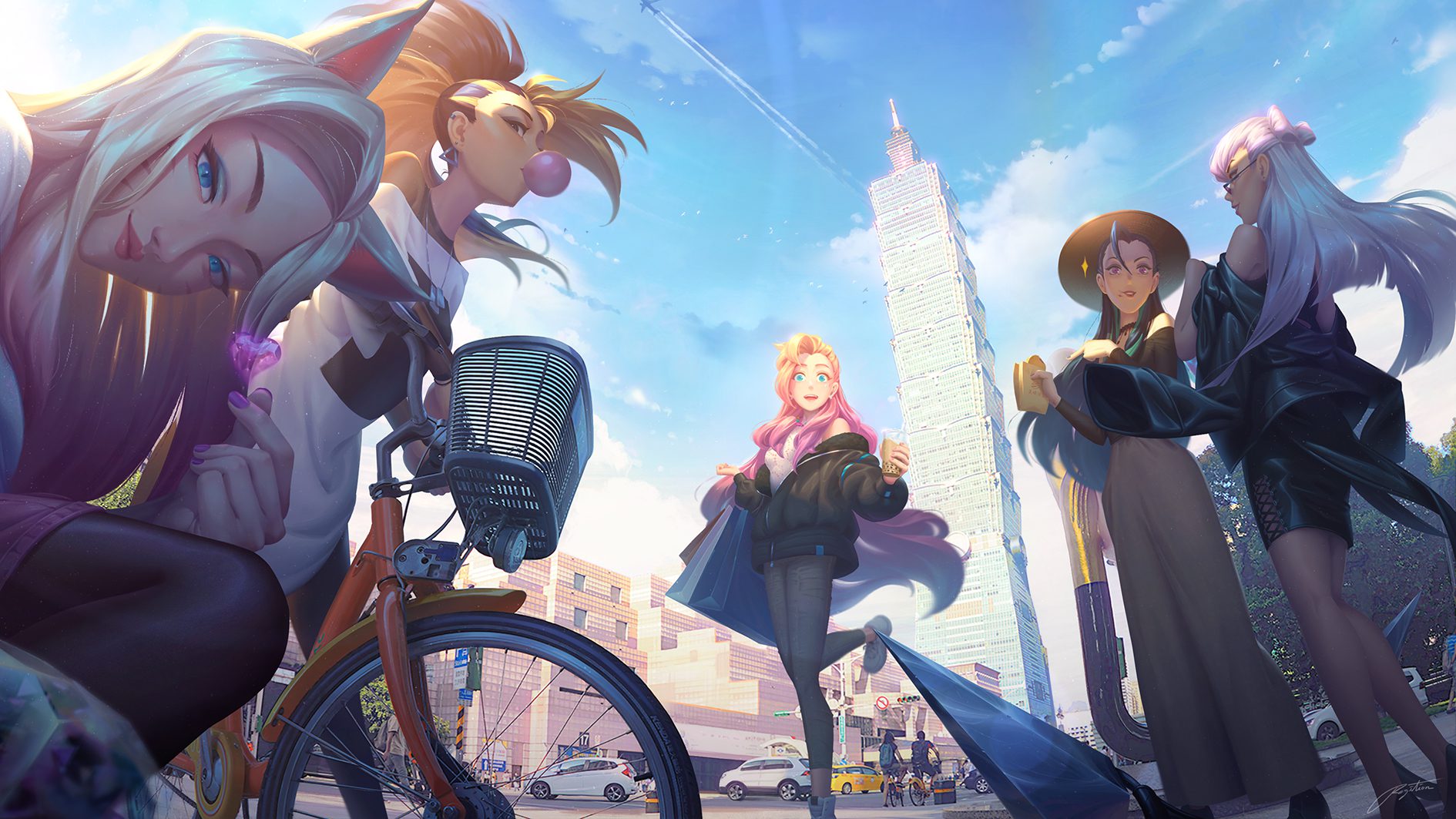 Seraphine is still wearing Akali's outfit in this photo