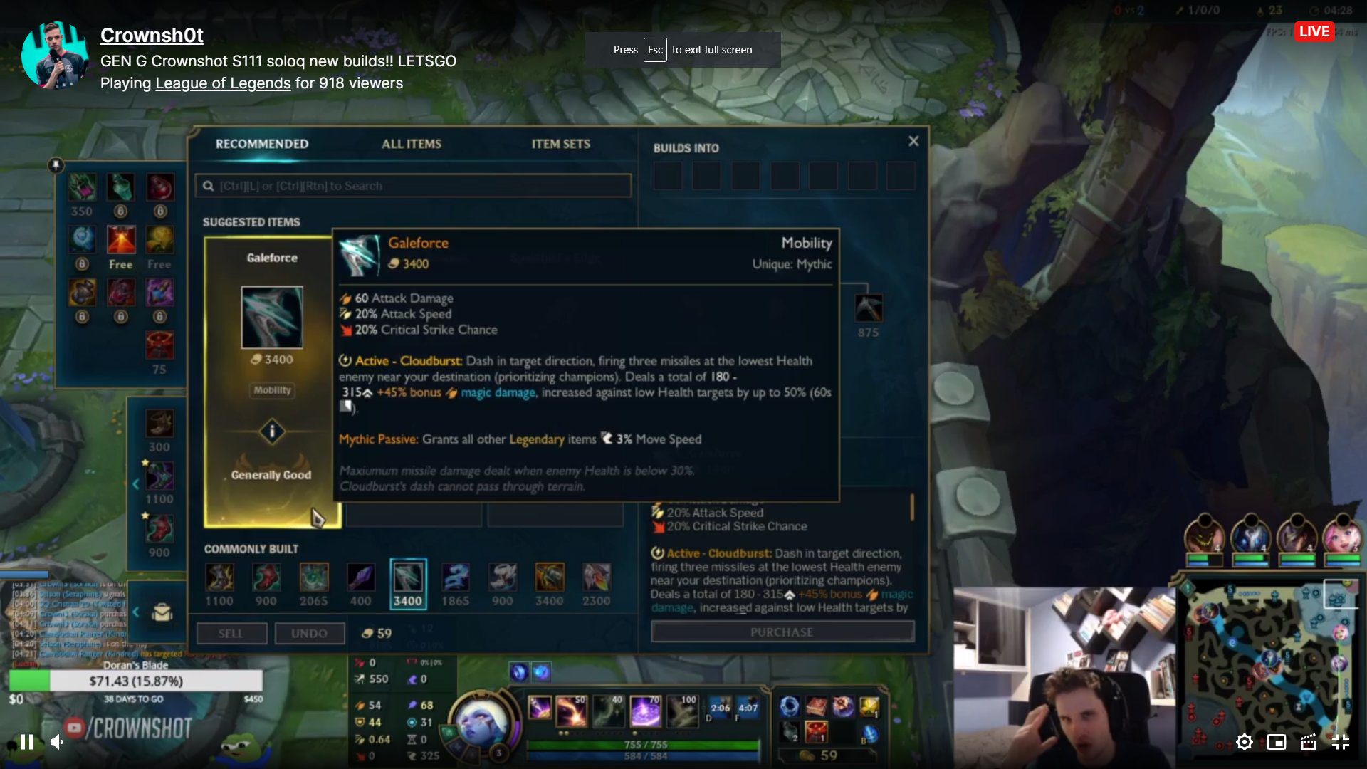 The League of Legends store evaluates Windbow as a 'Decent' item for Soraka Marksman