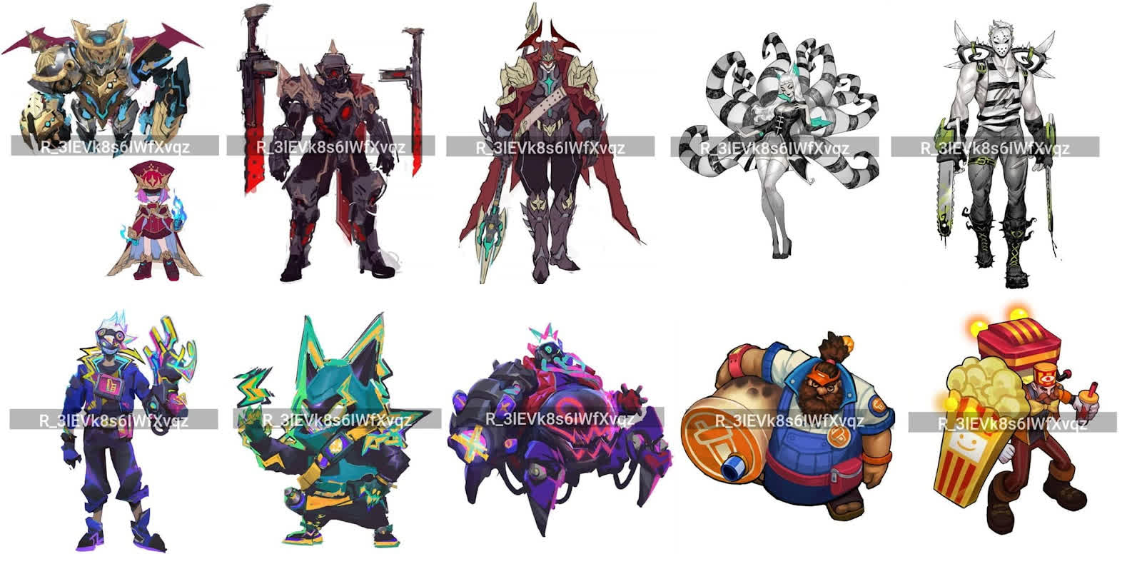 The skins in the Brazilian server survey are diverse from champions to themes