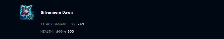 The Silver Spear received buffs to both Attack Damage and bonus health in patch 11.3