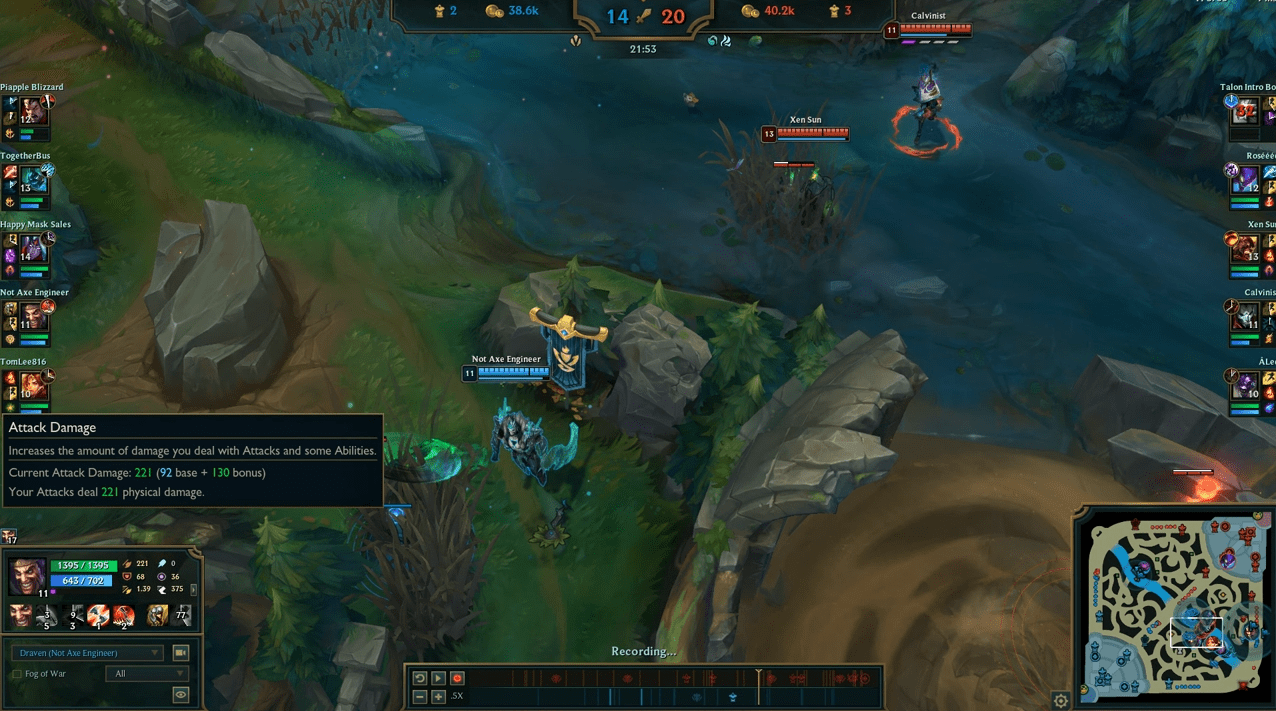 Draven has 221 AD and 130 bonus AD