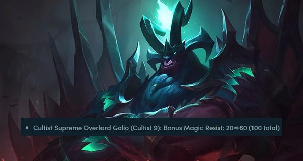 Galio is continuously buffed but only at the 9-champion threshold
