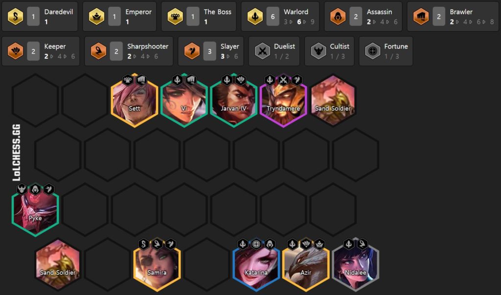 The Vanguard composition at level 9