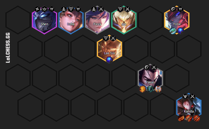 If you have a strong Irelia early on, keep this unit to pivot to 3 Grandmasters