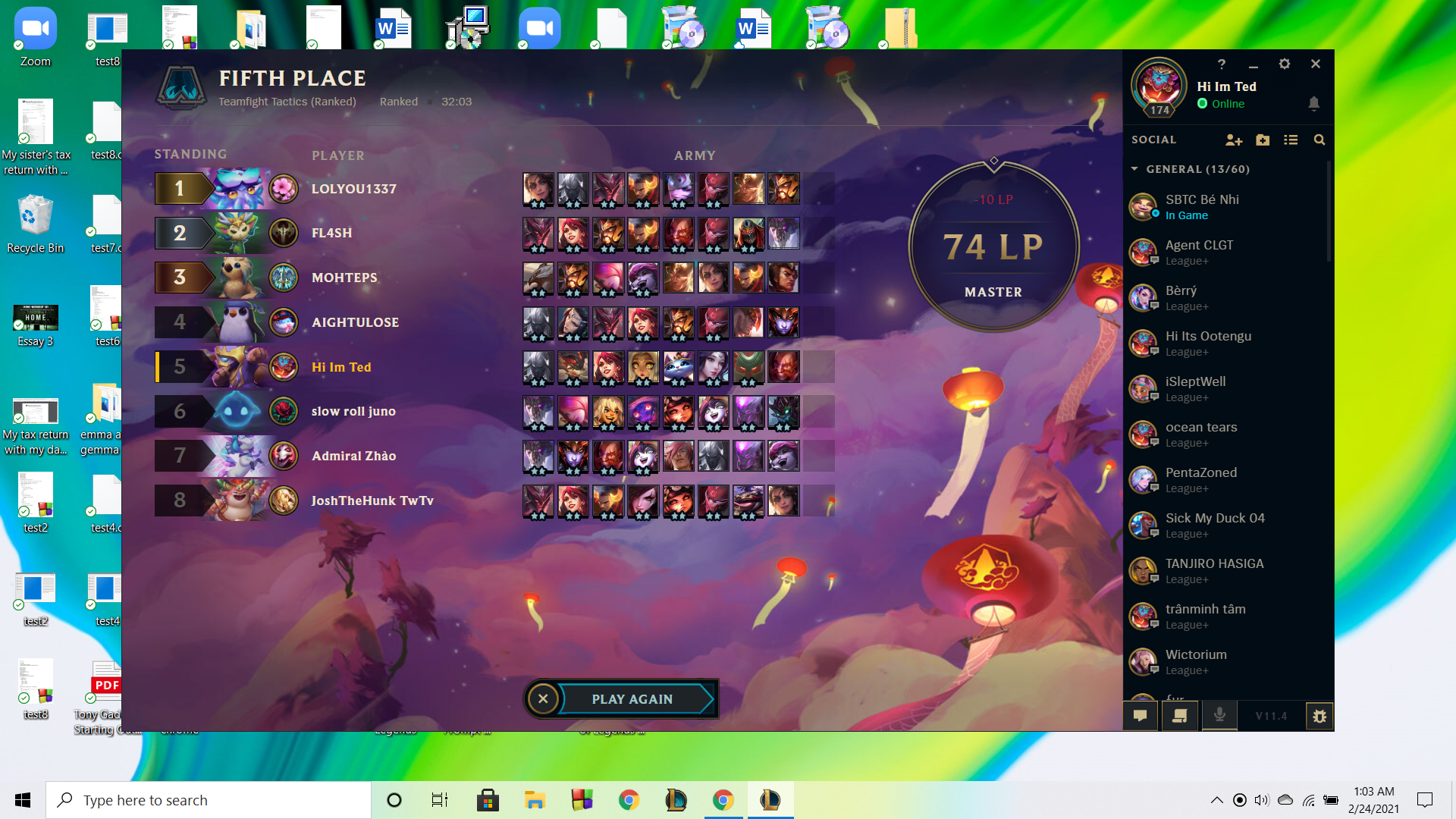 5/8 players at the Master rank choose compositions revolving around the Butcher trait with Olaf and Tryndamere