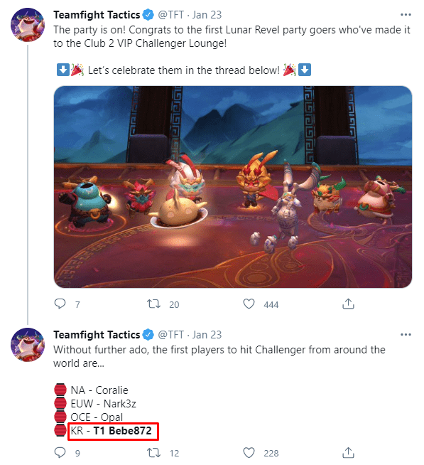 T1 Bebe872 was honored by Riot as the first player to reach Challenger rank 