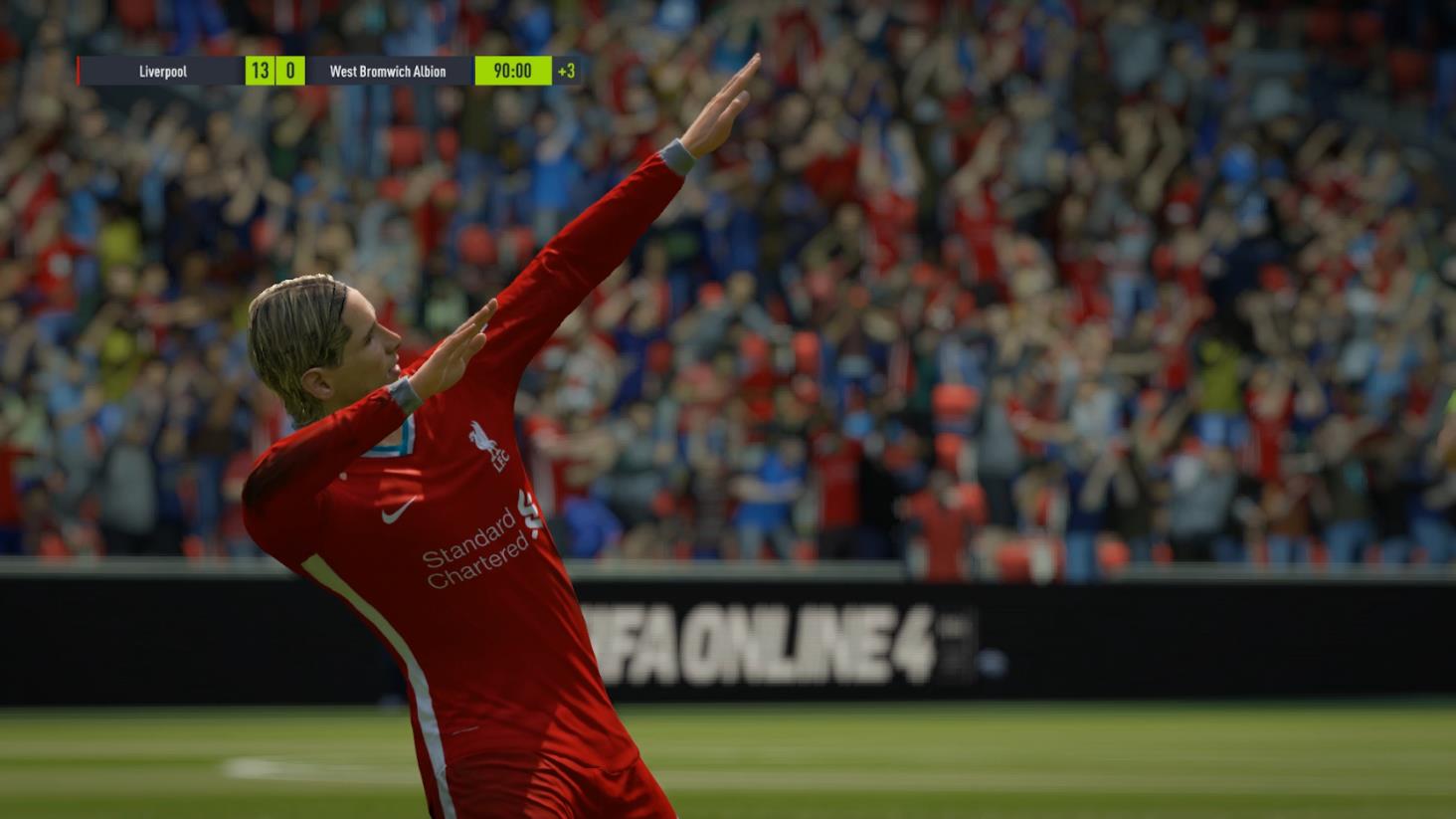 Fernando Torres celebrating in Liverpool colors.