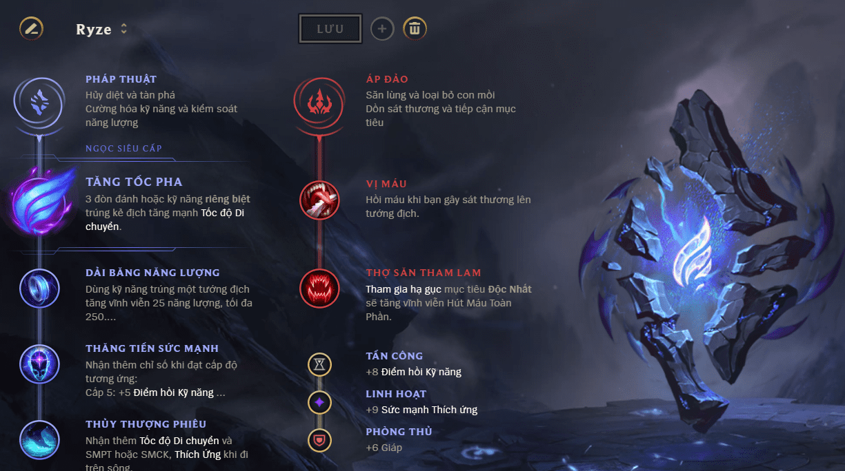 Ryze's optimal rune page