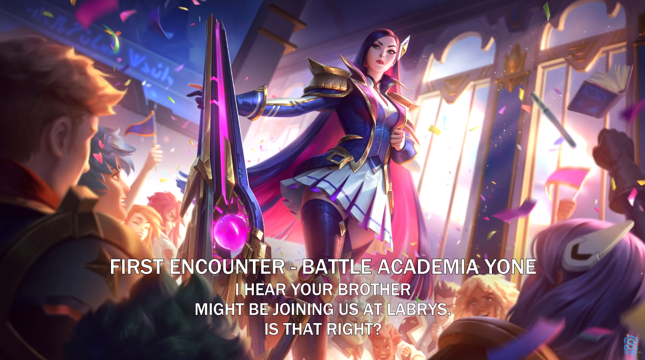 First meeting Yone Battle Academy: "I heard your brother will join Labrys Academy. Is that true?"