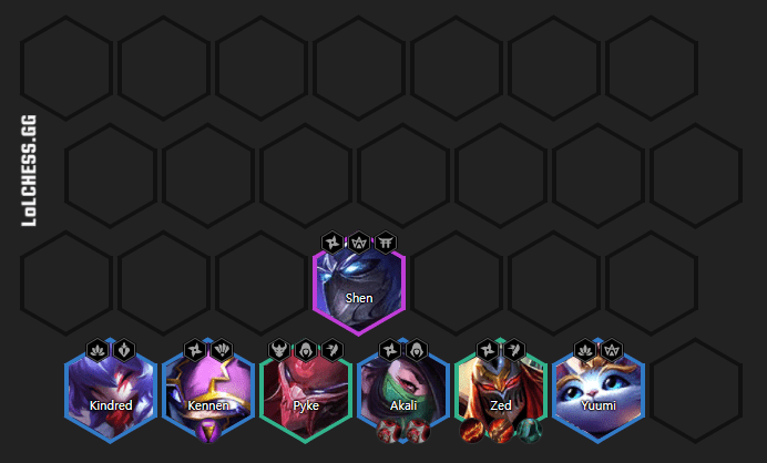 Lineup with Zed as the main damage dealer, you can add Azir at level 8