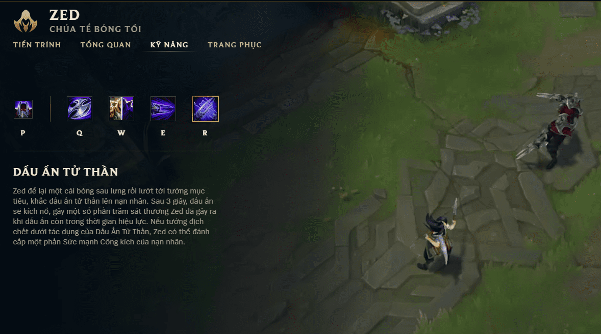 Riot used the model of the 'new' Akali in the introduction of Zed's Q, W, E, R skills