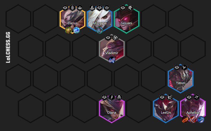 8 Mage - God King composition at the end of the game; if you reach level 9, you should add Kindred