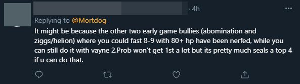 Perhaps it’s due to playstyles that help conserve health and quickly level up to 8 or 9 like Zombie or Ziggs - the Demon, which have been nerfed, while 2-star Vayne can still accomplish this. Players may find it hard to get top 1, but securing a top 4 position is entirely feasible