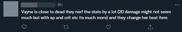 Vayne is considered dead, they nerfed this piece too much and also changed her 'core' item