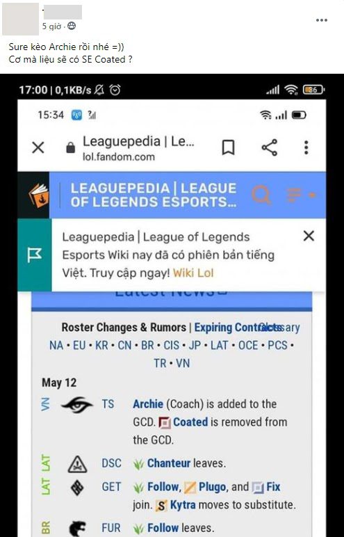 Some players discovered that Coated has been confirmed to leave Team Secret