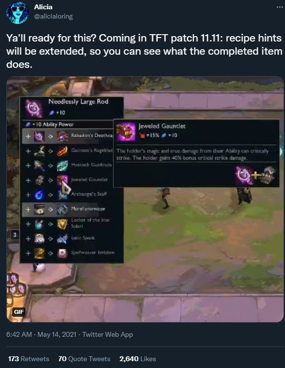 Alicia - the head of Riot's user experience research team announces the new feature on her personal page