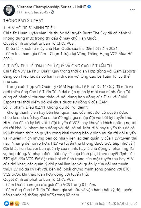Controversial punishment of Dia1 and SE manager - Cao Lê Tuấn Tú