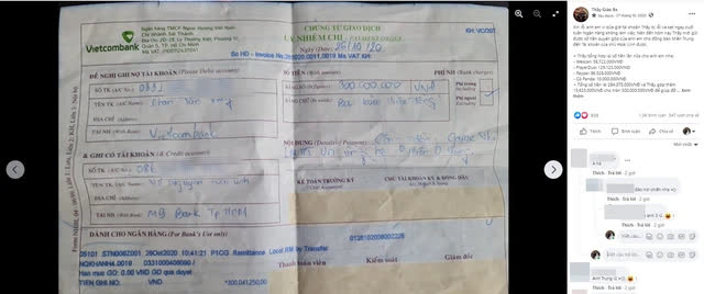Some members 'dug up' images of Teacher Ba donating money to transfer to Artist Hoài Linh. Note: We have hidden the account number to ensure the privacy of the individuals mentioned in the article