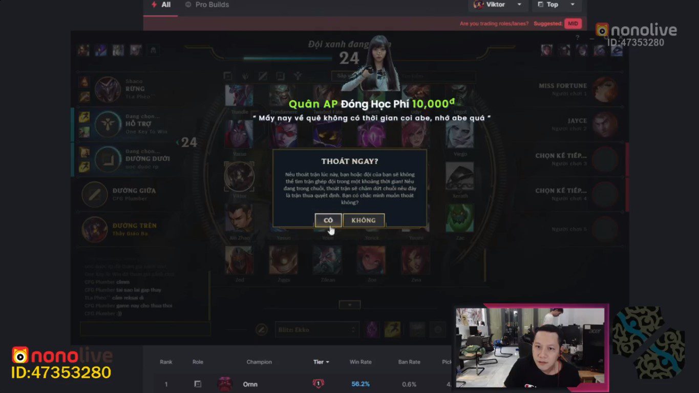Teacher Ba exits the game immediately after being informed by a viewer that he is in the same game as Sena
