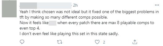 I think the Chosen mechanic is not a great idea, but it addresses one of the biggest issues by creating many strong, viable team compositions to reach the top. Nowadays, the game is getting worse as each version brings only about 8 strong team compositions to reach the top 4. I feel like I no longer enjoy playing this season