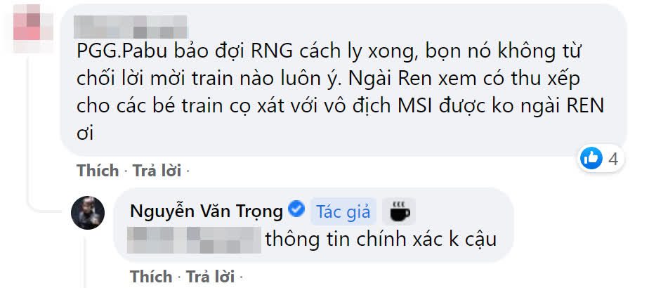 After hearing this news, Coach Ren immediately asked if the information was accurate, expressing a desire to invite RNG to scrim with SGB
