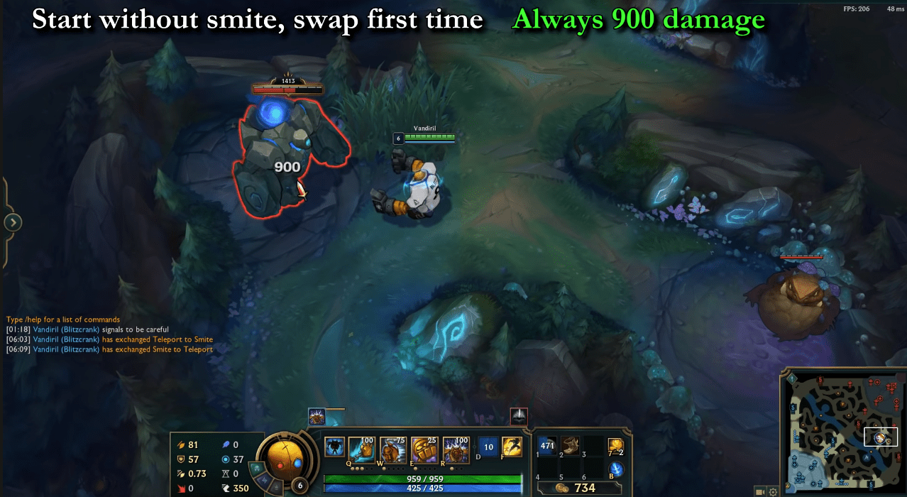 If you do not start with Smite and switch to this summoner spell for the first time, it will deal 900 true damage.