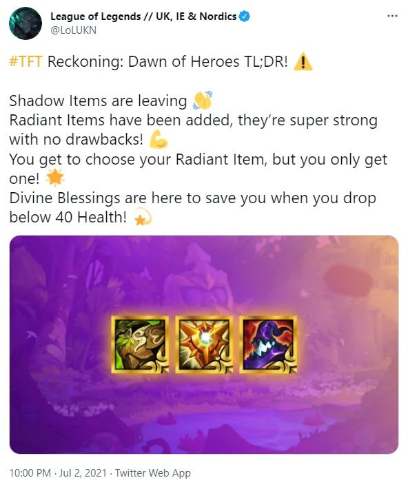 Announcement about the new item system appearing in Season 5.5