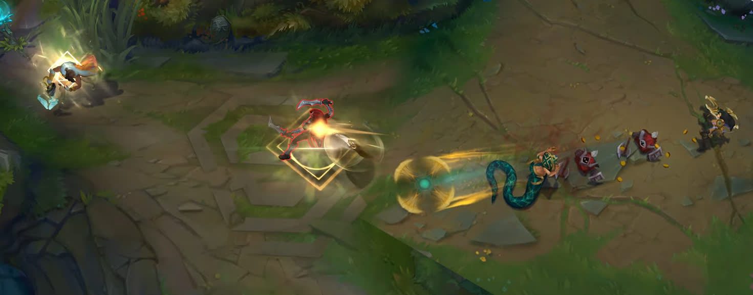 Akshan's Q and Sivir both clear minions very quickly