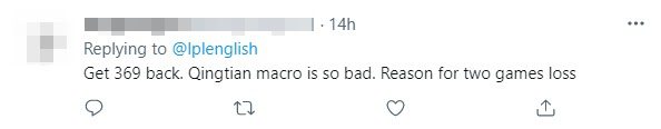 Bring 369 back. Qingtian's macro was too poor. That's why they lost both games.
