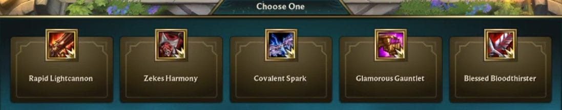 The fact that only one item can be used for one champion makes Light items riskier than regular items when a wrong choice leaves no chance to redo