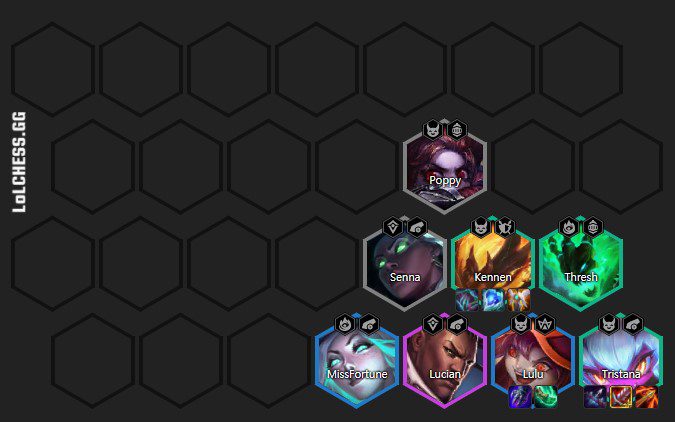 You can apply the 4 Demon - 4 Sniper composition if you buy Lucian mid-game