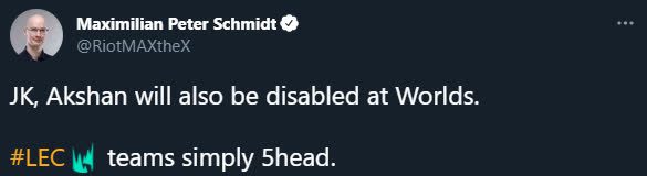 Riot: Akshan will be banned from Worlds