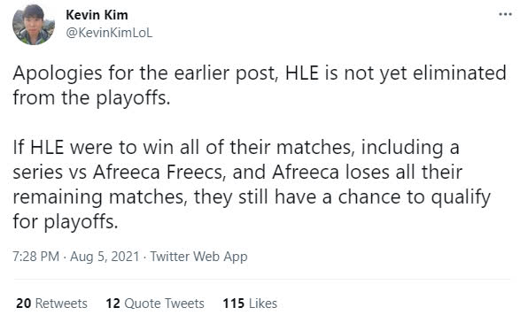 Korizon reporter Kevin Kim explains the necessary and sufficient conditions for HLE to qualify for the playoffs