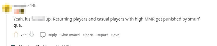 Exactly. New returning players or regular players with high ranks are also penalized because of smurfs
