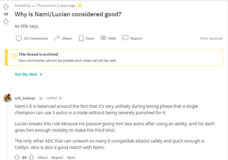 Reddit: Why do Nami and Lucian synergize well?