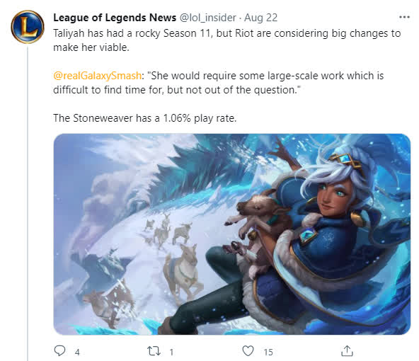 Riot confirms Taliyah will be reworked soon