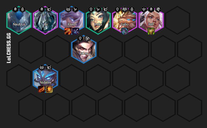 The complete Nidalee - Armored team composition at level 8