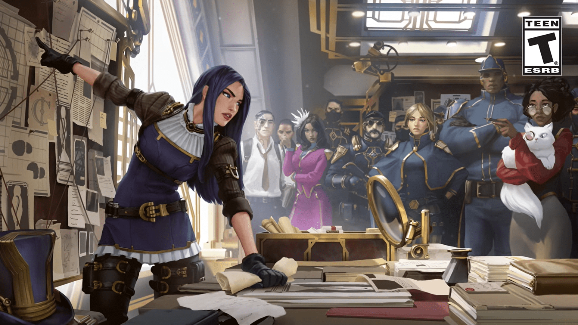 Caitlyn's background in Legends of Runeterra clearly shows her title as 'Piltover Sheriff'