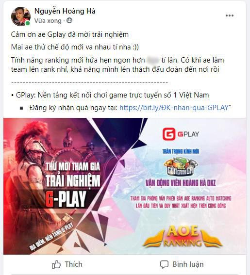 Mage Hoàng Hà_dkz is eagerly waiting to participate in the GPlay AoE Ranking test