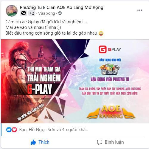 Champion Cơm Canh Cà lần 2 - Phương Tú also expressed emotions upon receiving the invitation to experience GPlay AoE Ranking