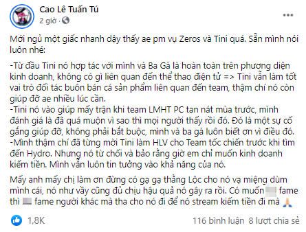 SBTC Esports manager explains Tinikun's recruitment