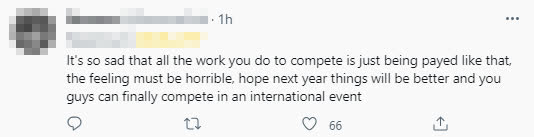 It's sad that all the efforts to participate had to end like this, it must feel really terrible, I hope next year will be better and you can join an international tournament.