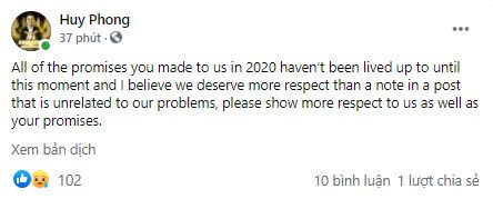 Coach JackieWind: 'All the promises you made in 2020 have still not been fulfilled to this day, and I believe we deserve more respect than just notes in a completely unrelated article to our issues, please show us the respect you promised.'
